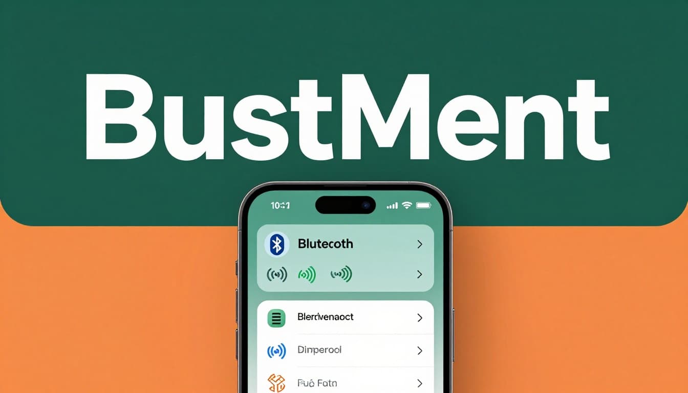 Modern smartphone displaying Bluetooth settings with multiple connected devices and signal range visualization waves on a vibrant tech background, topped with a bold 'Boost Performance' headline in white on a muted dark-green band.